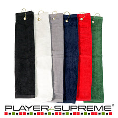 Player Supreme Signature Tri-Fold Cotton Terry Sports Utility Towel | Hook and Grommet | 16"x24"