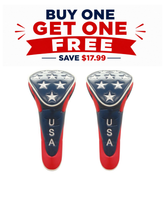 **BUY ONE GET ONE FREE** USA Golf Head Cover with Embroidered Stars - Fairway with Zipper Closure