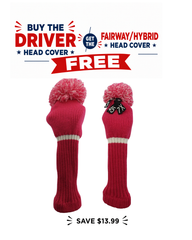 Hot Pink Pom Pom Golf Head Cover for Driver and Fairway/Hybrid