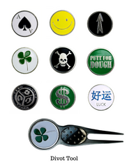 Divot Tool w/ Removable Ball Marker - Choose a Style (includes 1 tool & 2 markers)