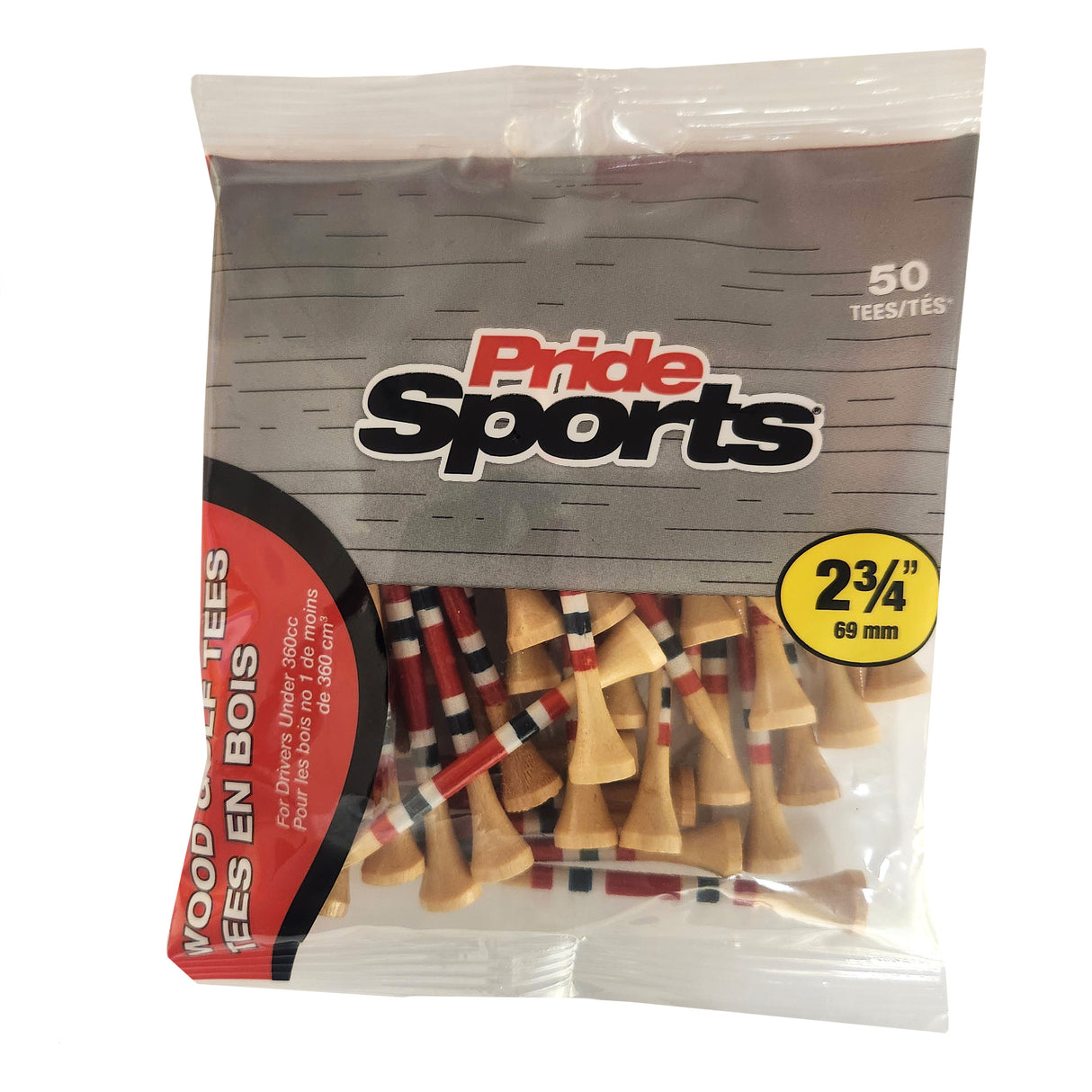 Pride Sports 2 3/4" tees with Red, White & Blue Stripes - 50 pack