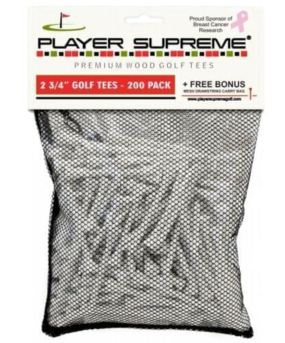 2 3/4" Player Supreme Premium Wood Golf Tee - 200 Pack (Neon, White or Natural)