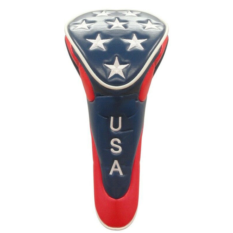 USA Golf Head Cover with Embroidered Stars - Driver with Zipper Closure