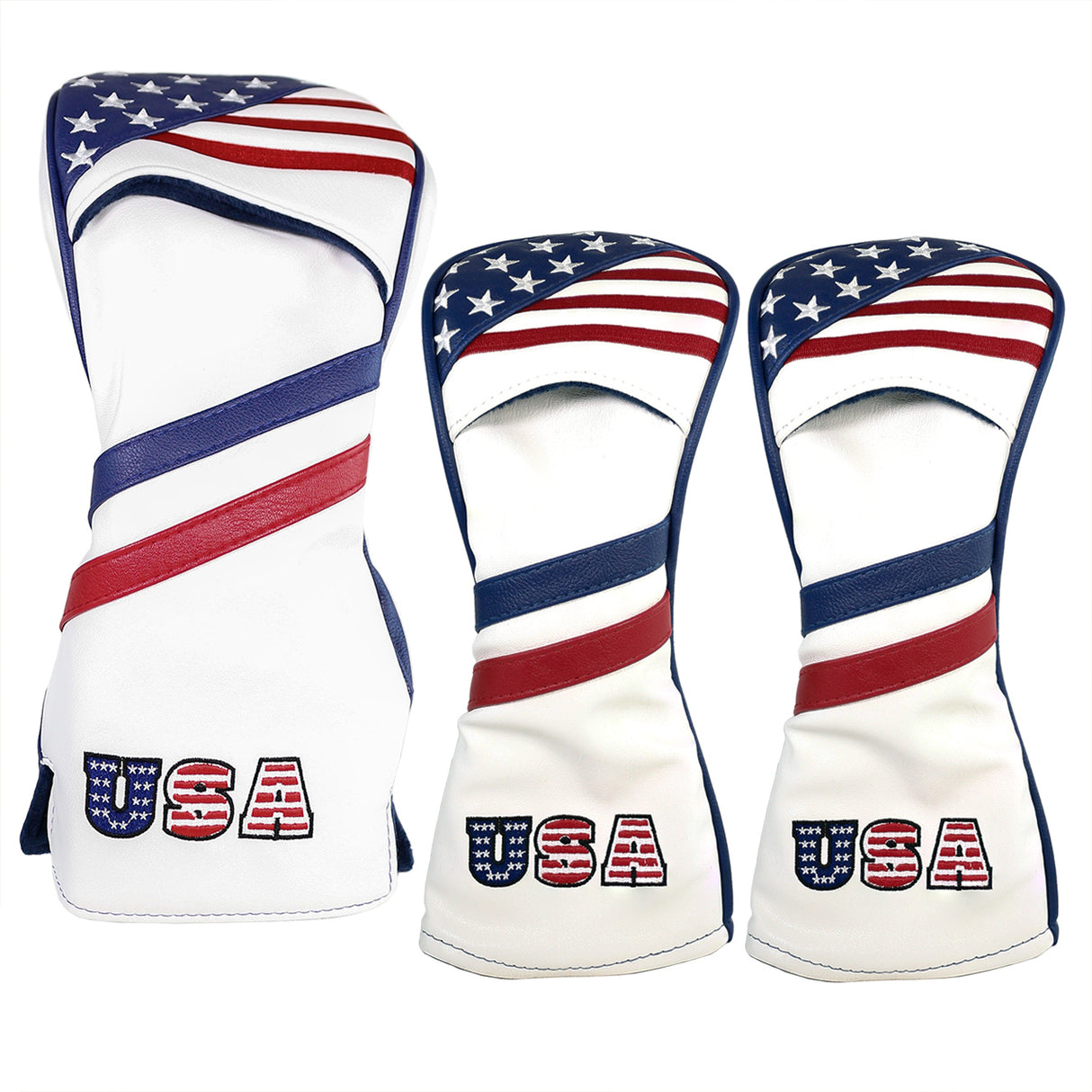 JP Lann USA Stars and Stripes Driver Fairway/Hybrid Headcover Leatherette Set 3 to 4 Pieces