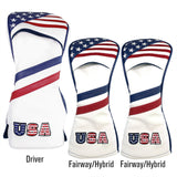 JP Lann USA Stars and Stripes Driver Fairway/Hybrid Headcover Leatherette Set 3 to 4 Pieces