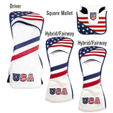 JP Lann USA Stars and Stripes Driver Fairway/Hybrid Headcover Leatherette Set 3 to 4 Pieces