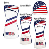 JP Lann USA Stars and Stripes Driver Fairway/Hybrid Headcover Leatherette Set 3 to 4 Pieces