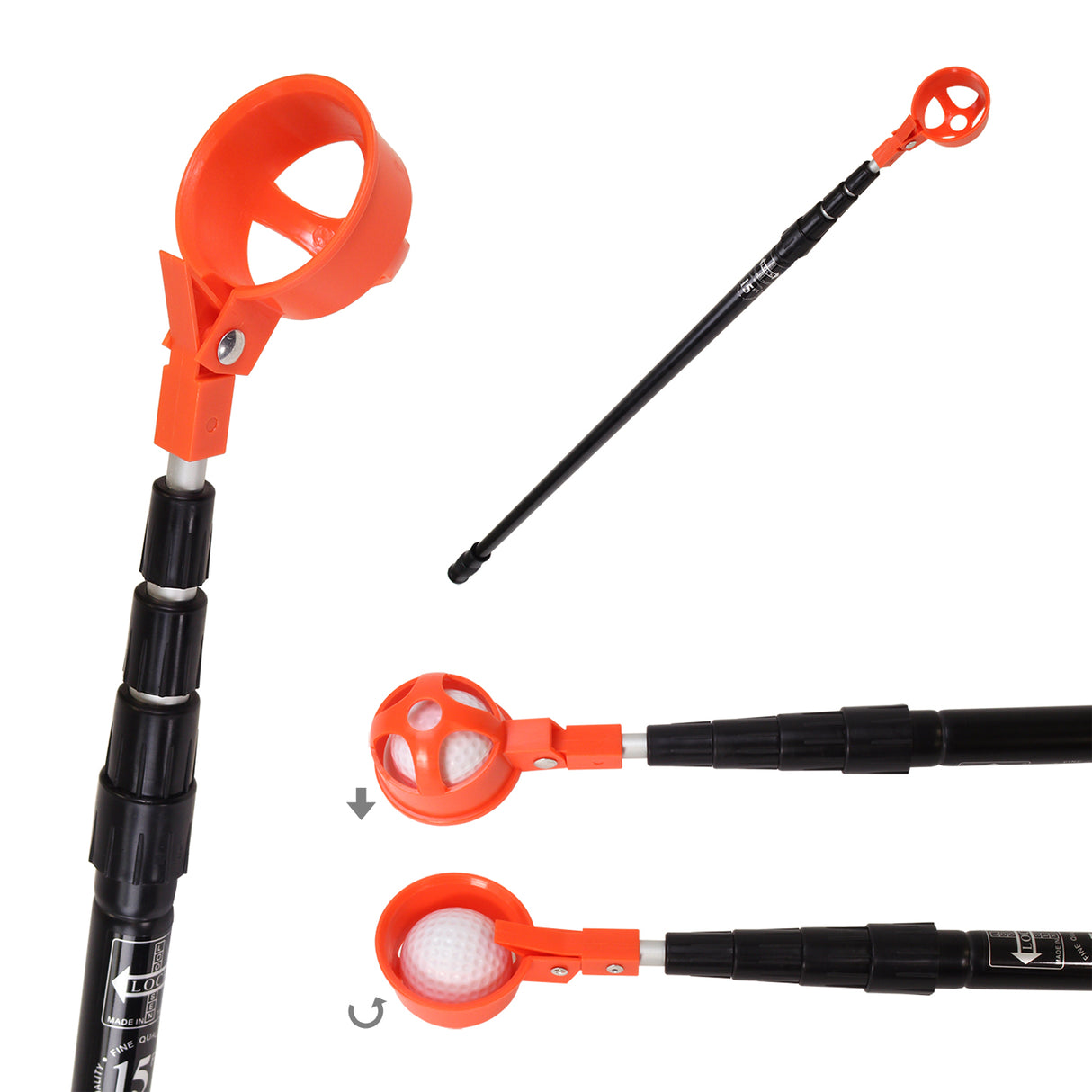 Orange Hinge Cup Golf Ball Retriever - Various Sizes Available